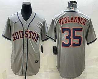 Mens Houston Astros #35 Justin Verlander Grey Stitched MLB Cool Base Nike Jersey
